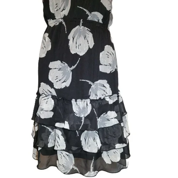 ❤️ 4/$20 Old Navy dress Women's XS Black gray flower Adjustable spaghetti straps - Picture 3 of 13